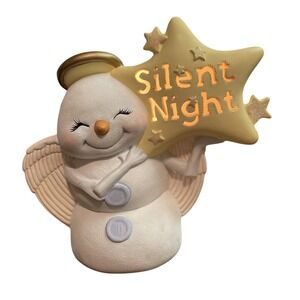 Holland Mold Ceramic Snow Angel Light Silent Night 10.5" Kitschy Vtg Star